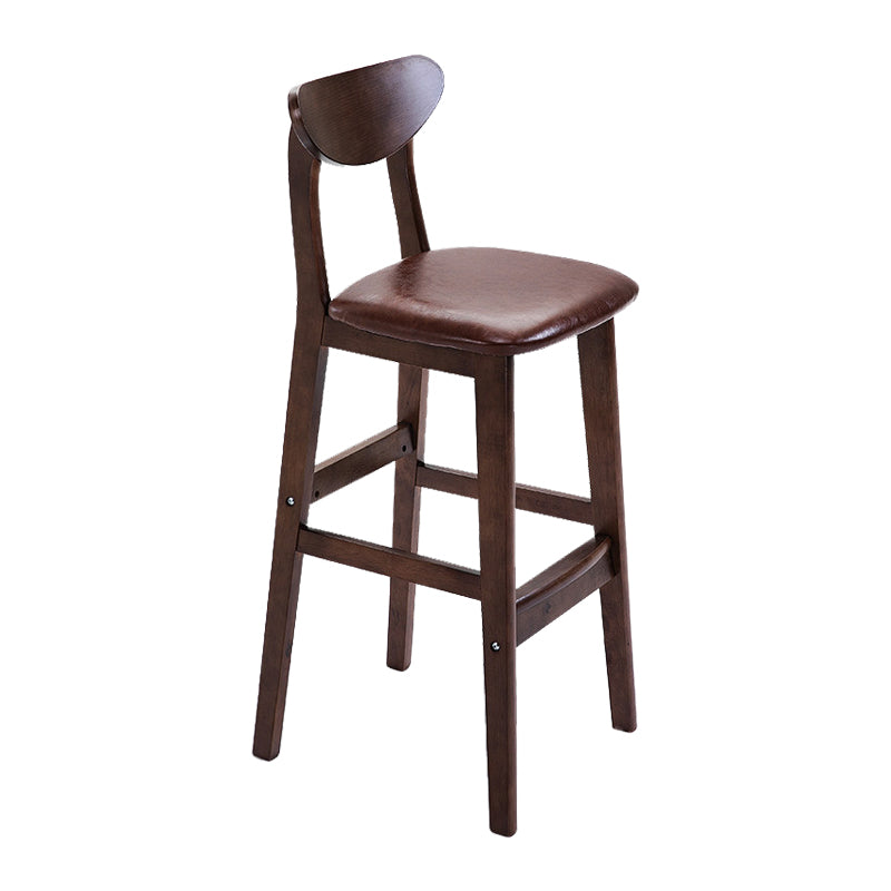 Scandinavian Footrest Solid Wood Bar Stool Low Back Home Stool
