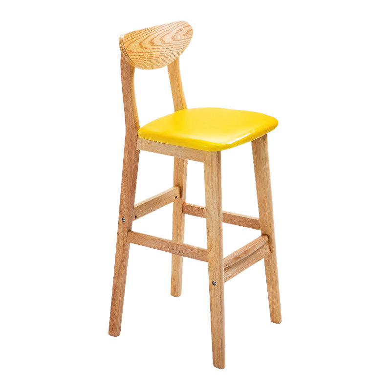 Scandinavian Footrest Solid Wood Bar Stool Low Back Home Stool