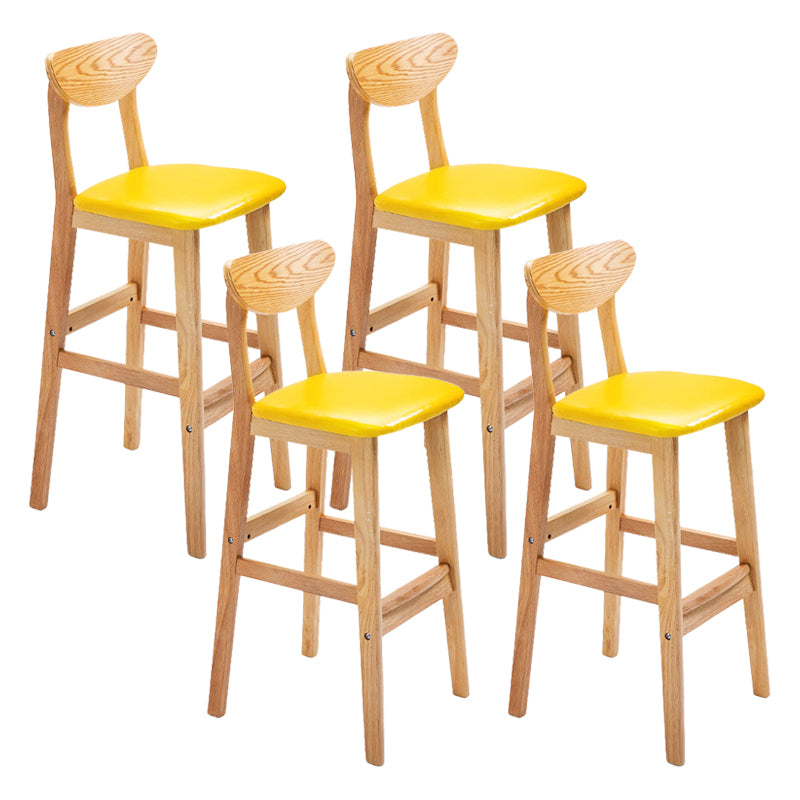 Scandinavian Footrest Solid Wood Bar Stool Low Back Home Stool