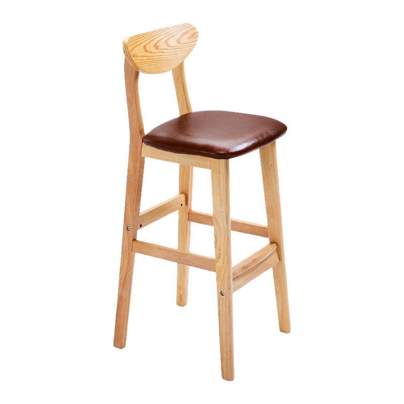 Scandinavian Footrest Solid Wood Bar Stool Low Back Home Stool