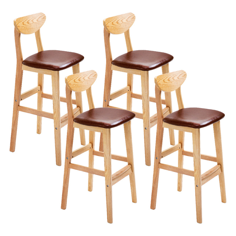 Scandinavian Footrest Solid Wood Bar Stool Low Back Home Stool