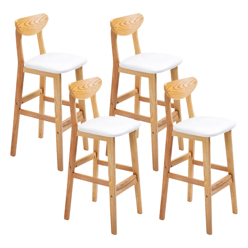 Scandinavian Footrest Solid Wood Bar Stool Low Back Home Stool