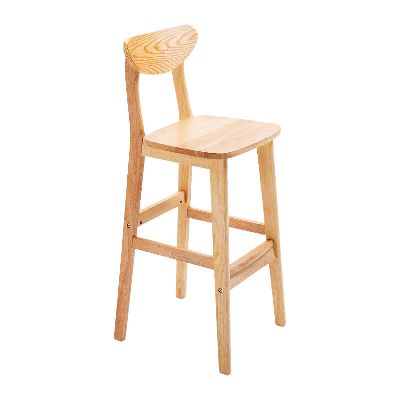 Scandinavian Footrest Solid Wood Bar Stool Low Back Home Stool