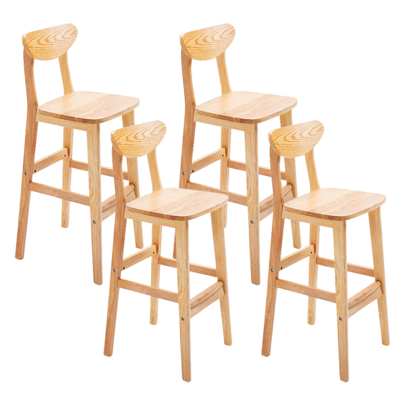 Scandinavian Footrest Solid Wood Bar Stool Low Back Home Stool