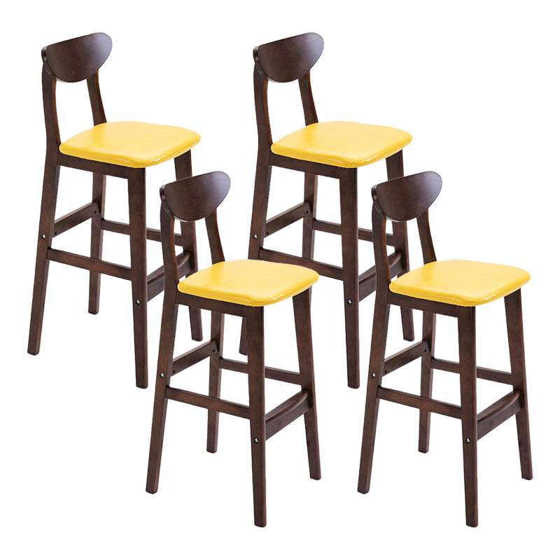 Scandinavian Footrest Solid Wood Bar Stool Low Back Home Stool