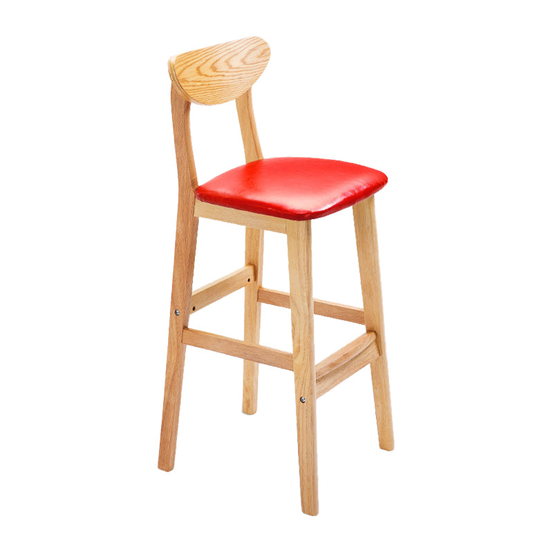 Scandinavian Footrest Solid Wood Bar Stool Low Back Home Stool