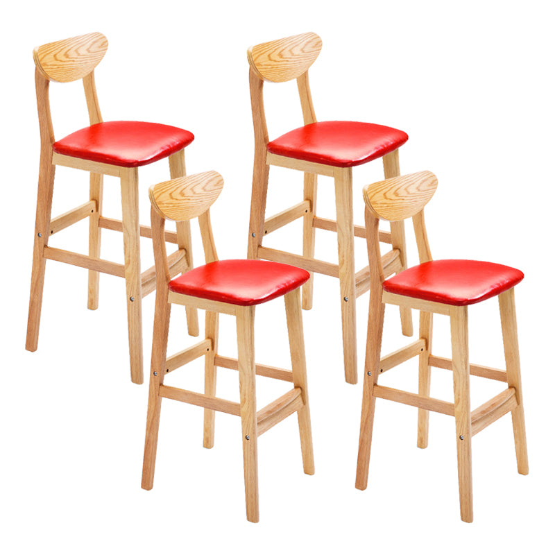 Scandinavian Footrest Solid Wood Bar Stool Low Back Home Stool