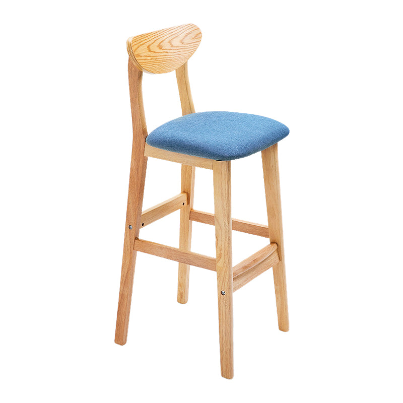 Scandinavian Footrest Solid Wood Bar Stool Low Back Home Stool