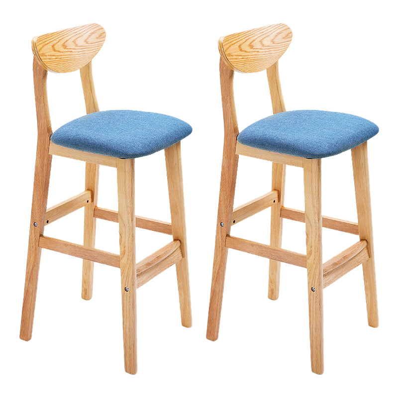 Scandinavian Footrest Solid Wood Bar Stool Low Back Home Stool