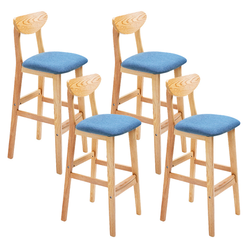 Scandinavian Footrest Solid Wood Bar Stool Low Back Home Stool