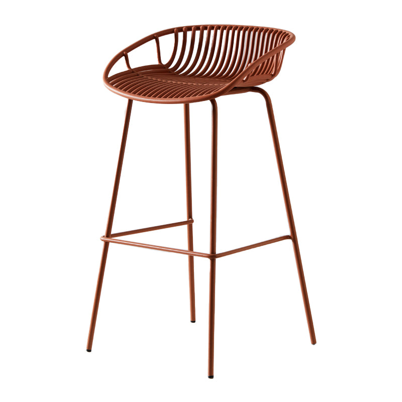 Contemporary Matte Finish Metal Bar Stool Footrest Milk Tea Shop Stool