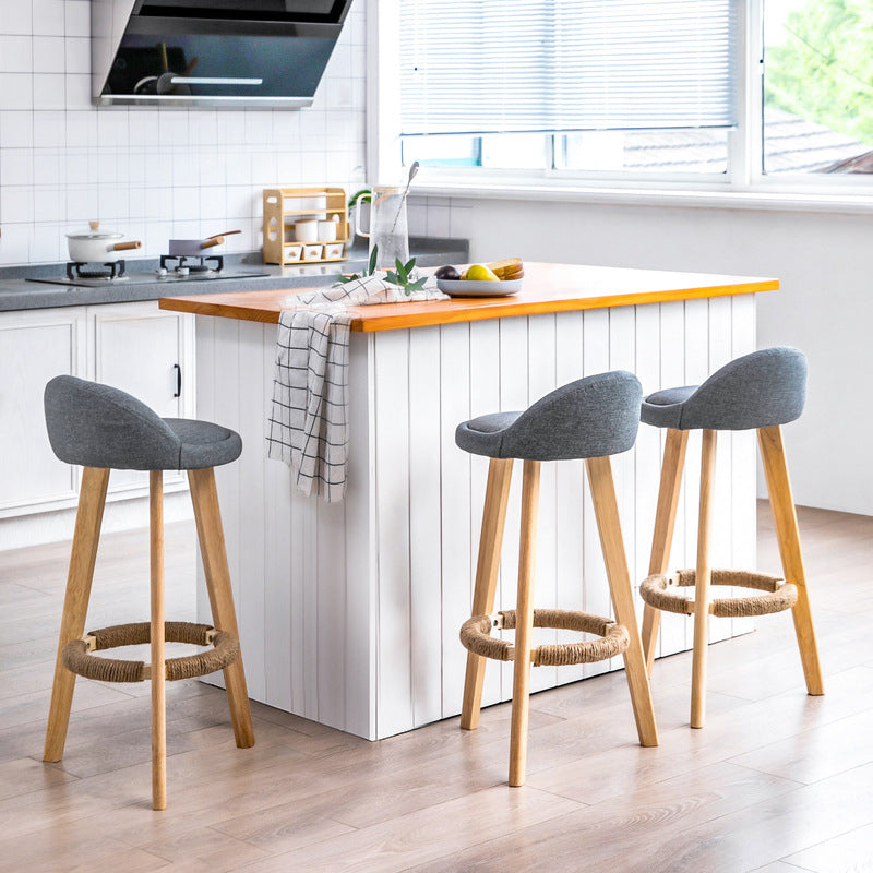 Scandinavian Coffee Shop Low Back Stool Matte Finish Upholstered Bar Stools