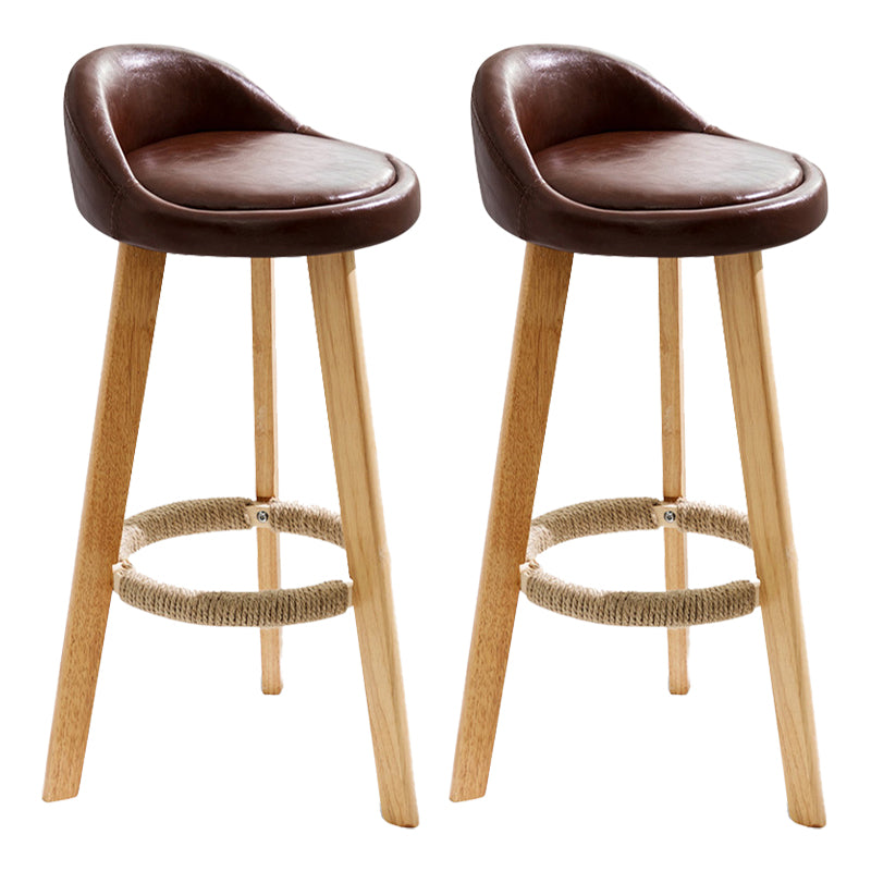 Scandinavian Coffee Shop Low Back Stool Matte Finish Upholstered Bar Stools