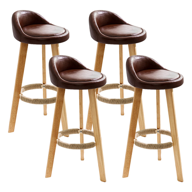 Scandinavian Coffee Shop Low Back Stool Matte Finish Upholstered Bar Stools