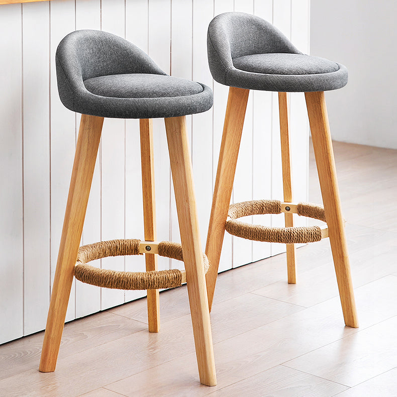 Scandinavian Coffee Shop Low Back Stool Matte Finish Upholstered Bar Stools