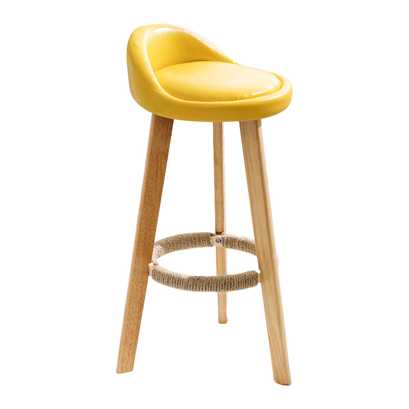 Scandinavian Coffee Shop Low Back Stool Matte Finish Upholstered Bar Stools