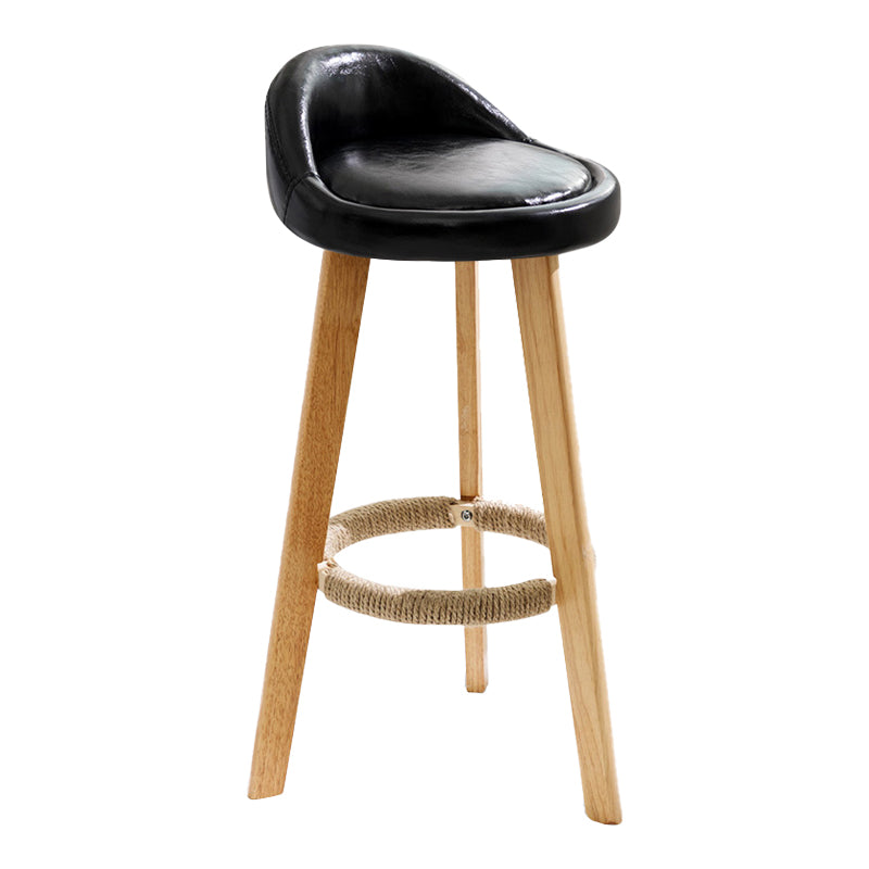Scandinavian Coffee Shop Low Back Stool Matte Finish Upholstered Bar Stools