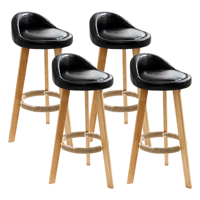 Scandinavian Coffee Shop Low Back Stool Matte Finish Upholstered Bar Stools