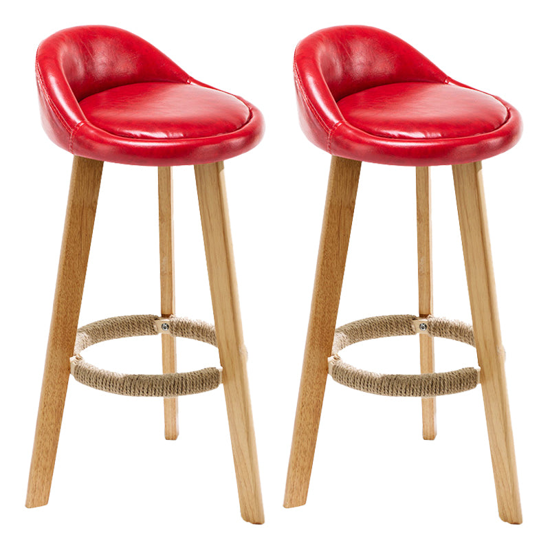 Scandinavian Coffee Shop Low Back Stool Matte Finish Upholstered Bar Stools