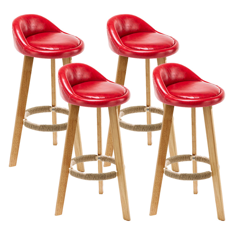 Scandinavian Coffee Shop Low Back Stool Matte Finish Upholstered Bar Stools