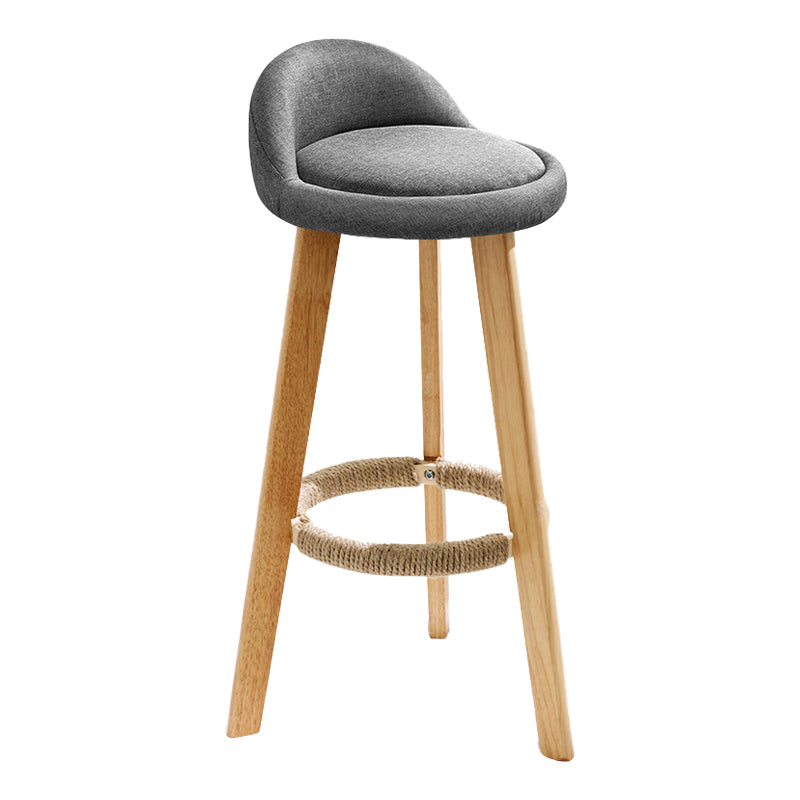 Scandinavian Coffee Shop Low Back Stool Matte Finish Upholstered Bar Stools