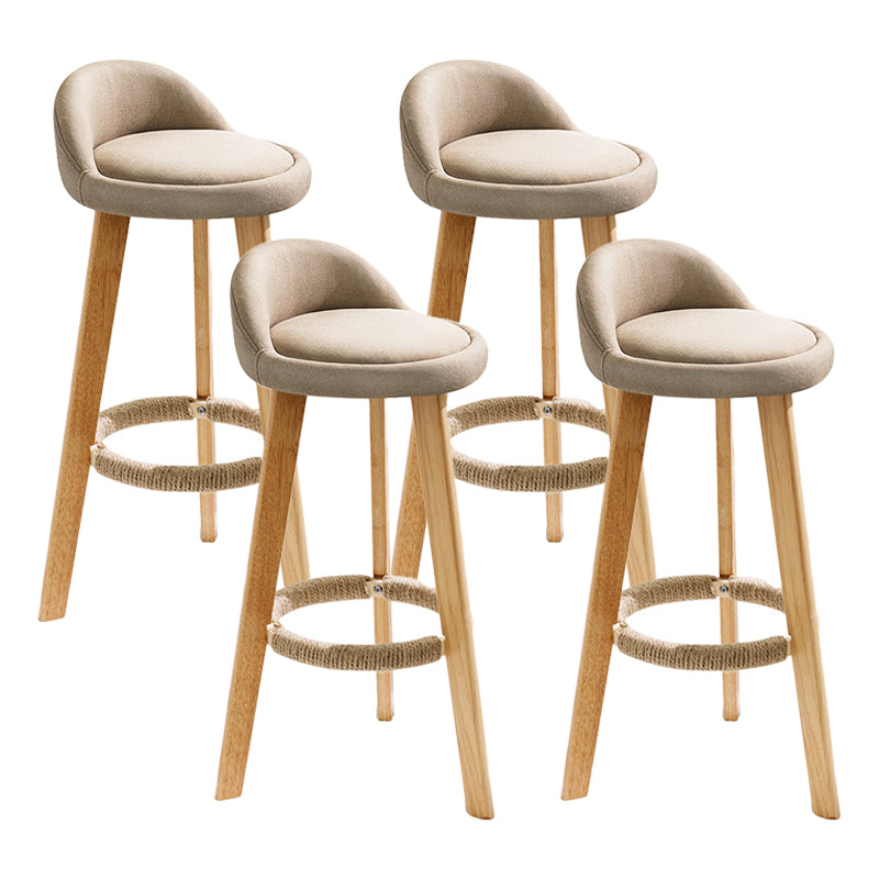 Scandinavian Coffee Shop Low Back Stool Matte Finish Upholstered Bar Stools