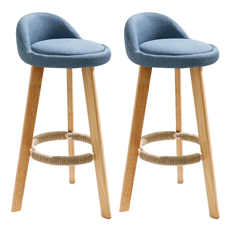 Scandinavian Coffee Shop Low Back Stool Matte Finish Upholstered Bar Stools