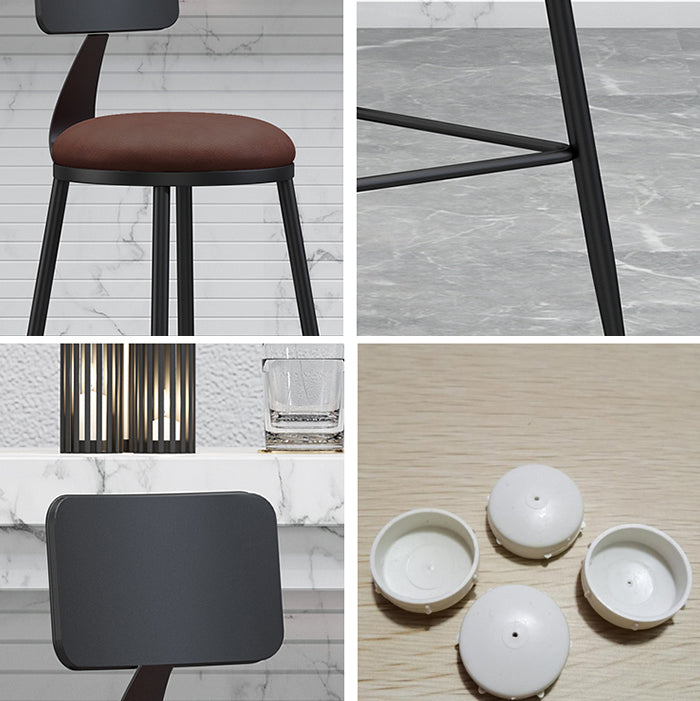 Industrial Coffee Shop Footrest Stool Matte Finish Iron Bar Stool