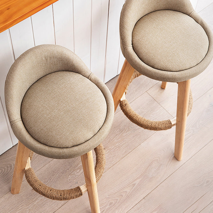 Scandinavian Milk Tea Shop Footrest Stool Matte Finish Upholstered Bar Stools