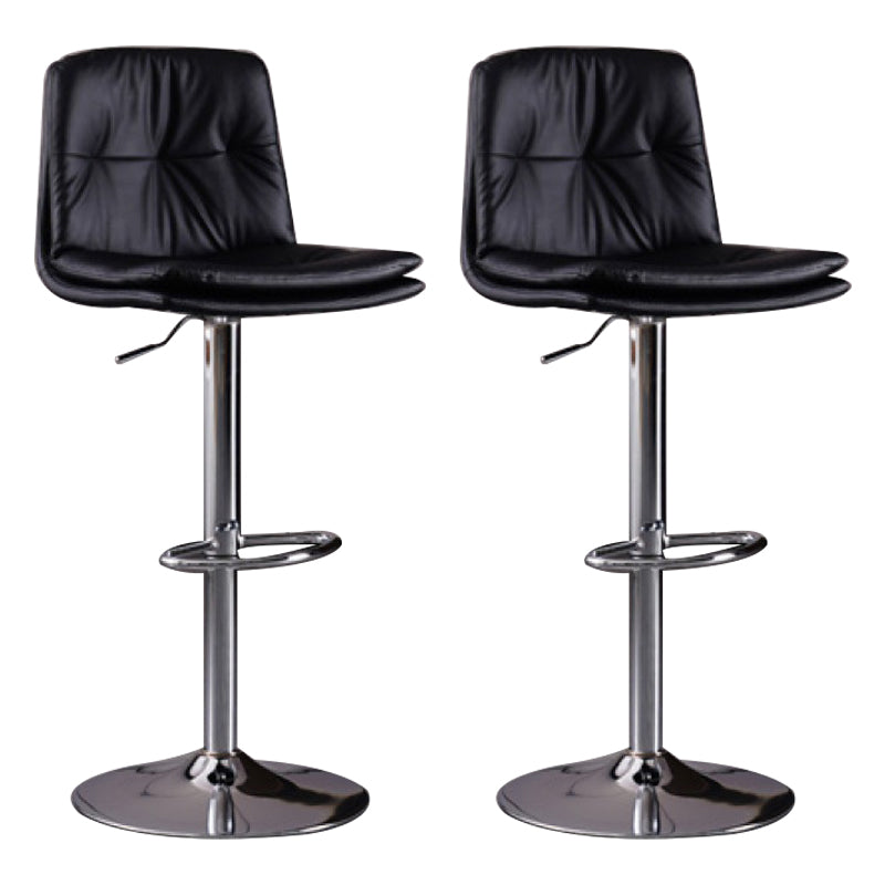 Modern Swivel Adjustable Height Barstool Matte Finish Leather Stool
