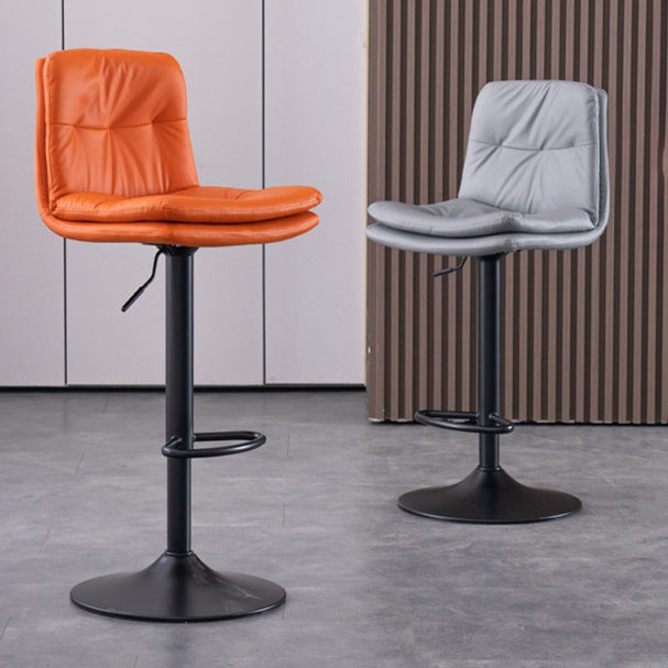 Modern Swivel Adjustable Height Barstool Matte Finish Leather Stool