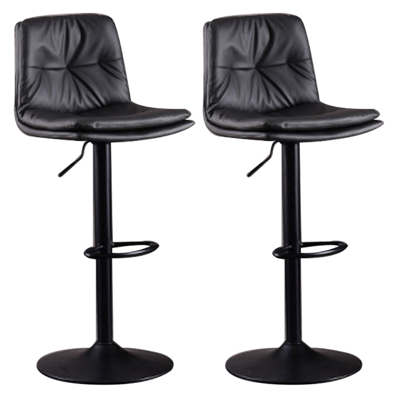 Modern Swivel Adjustable Height Barstool Matte Finish Leather Stool