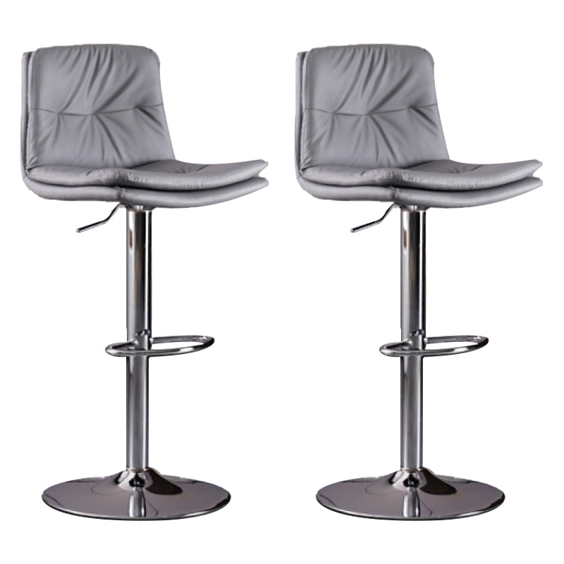 Modern Swivel Adjustable Height Barstool Matte Finish Leather Stool