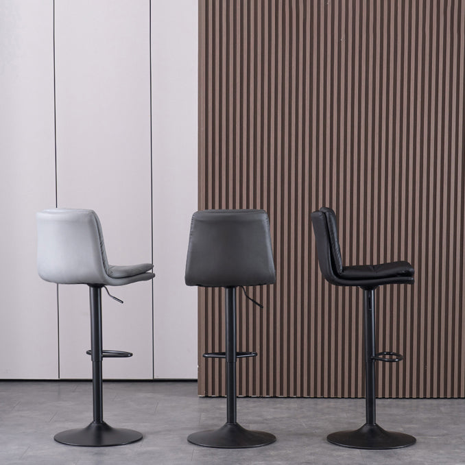 Modern Swivel Adjustable Height Barstool Matte Finish Leather Stool