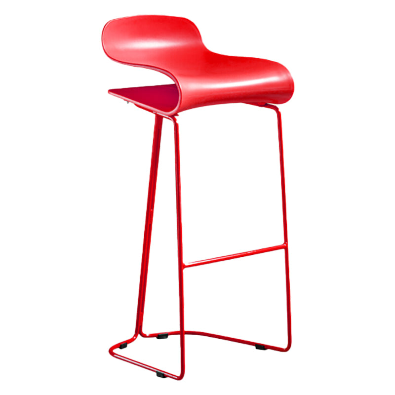 Scandinavian Restaurant Footrest Stool Matte Finish Plastic Bar Stool