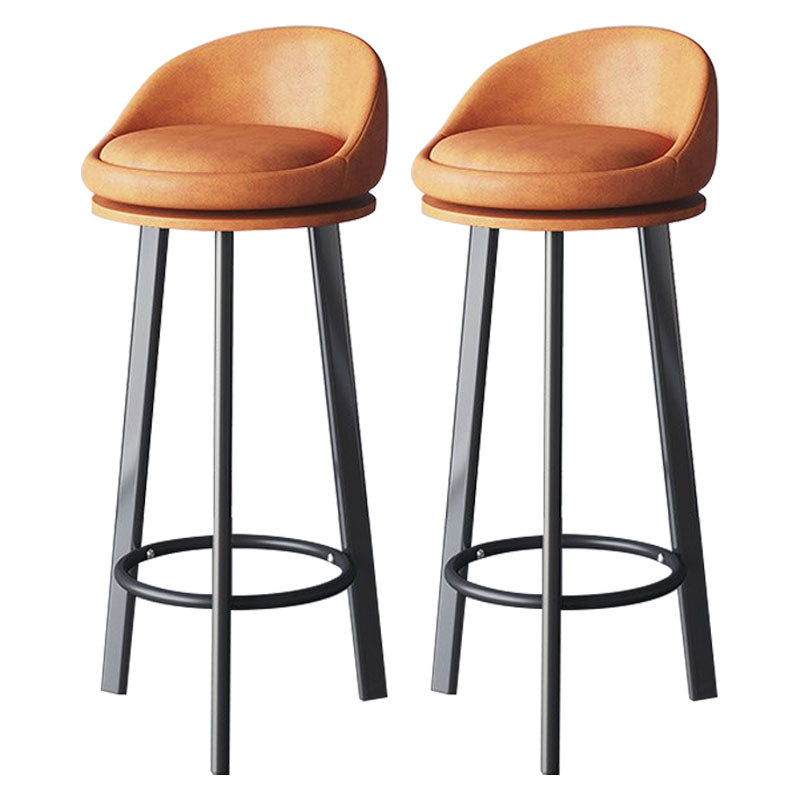 Scandinavian Living Room Low Back Stool Matte Finish Upholstered Swivel Stool