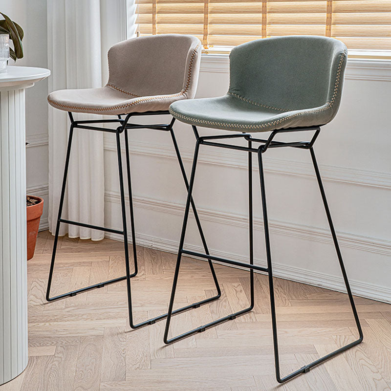 Scandinavian Footrest Living Room Stool Matte Finish PU Leather Barstool