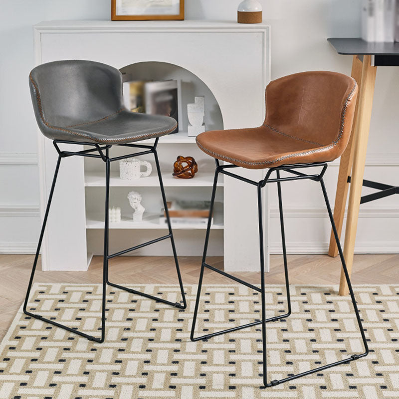 Scandinavian Footrest Living Room Stool Matte Finish PU Leather Barstool