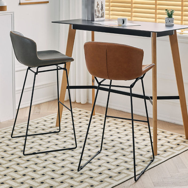 Scandinavian Footrest Living Room Stool Matte Finish PU Leather Barstool