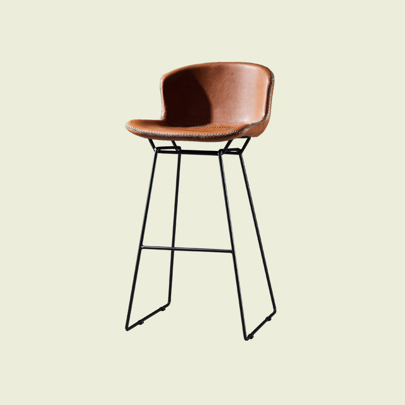 Scandinavian Footrest Living Room Stool Matte Finish PU Leather Barstool