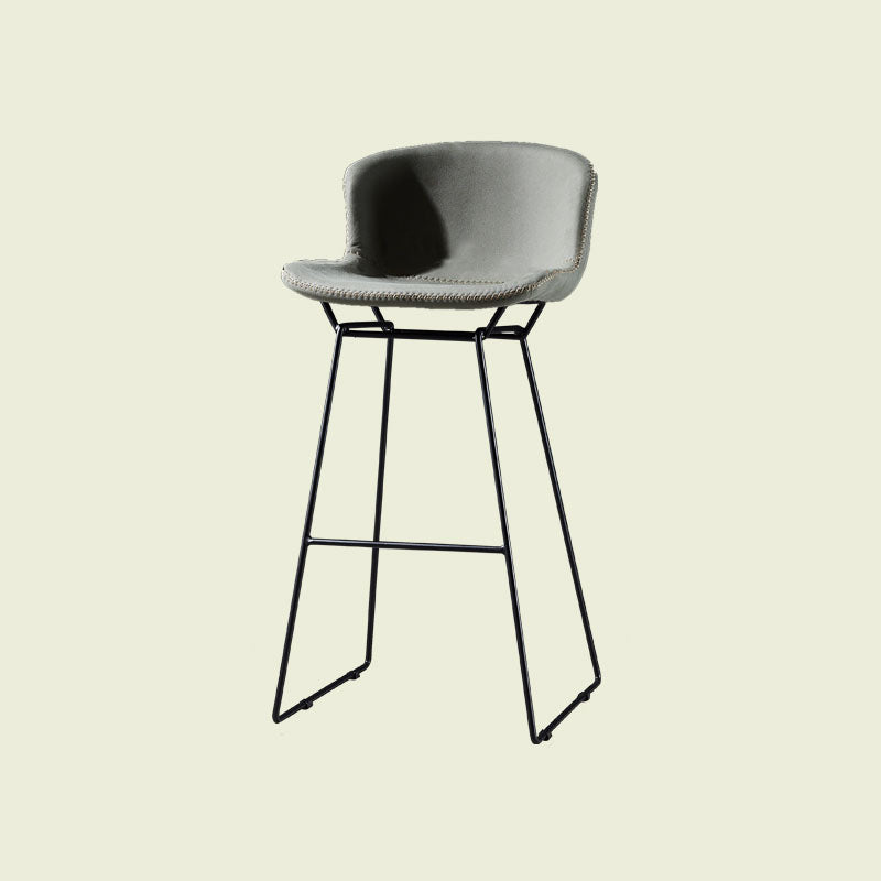 Scandinavian Footrest Living Room Stool Matte Finish PU Leather Barstool