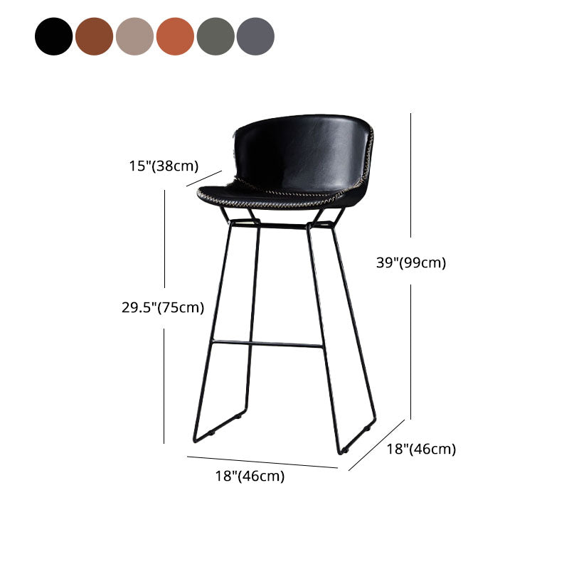 Scandinavian Footrest Living Room Stool Matte Finish PU Leather Barstool