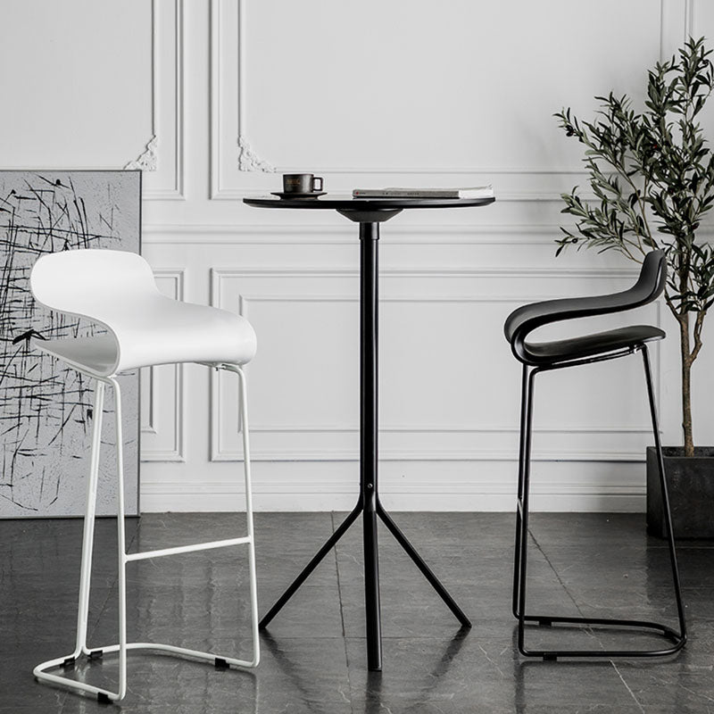 Modern Living Room Footrest Stool Matte Finish Plastic Barstool