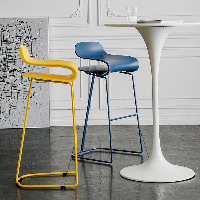 Modern Living Room Footrest Stool Matte Finish Plastic Barstool