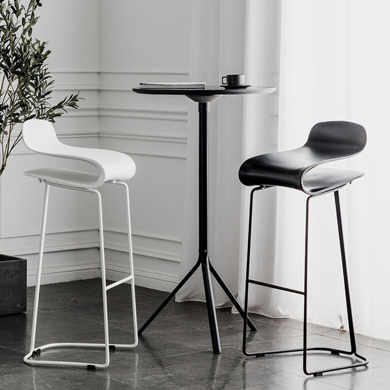 Modern Living Room Footrest Stool Matte Finish Plastic Barstool