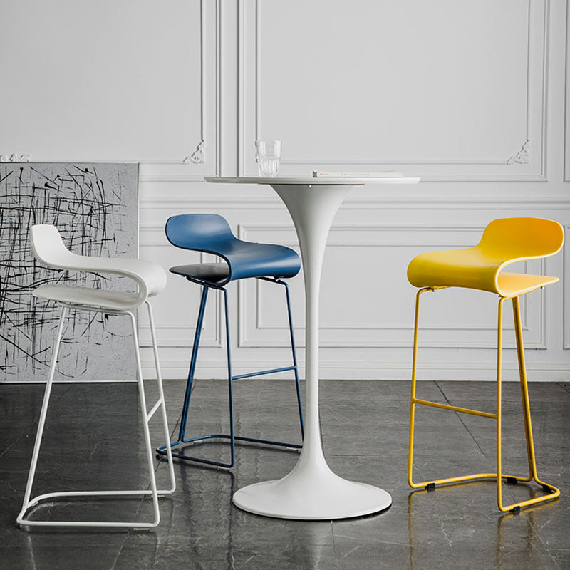 Modern Living Room Footrest Stool Matte Finish Plastic Barstool
