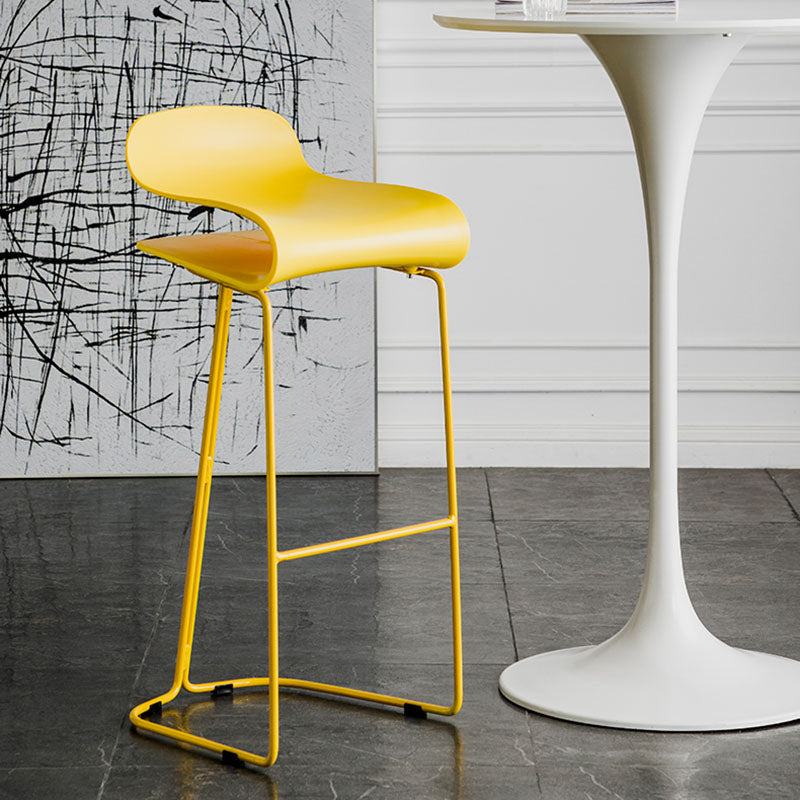 Modern Living Room Footrest Stool Matte Finish Plastic Barstool