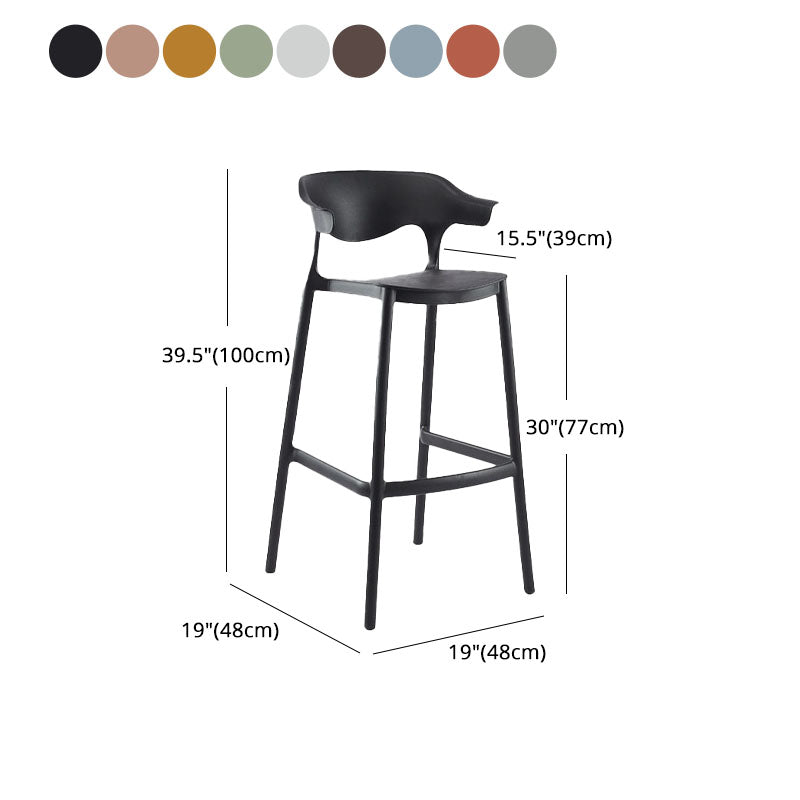Scandinavian Matte Finish Plastic Barstool Armed Milk Tea Shop Stool