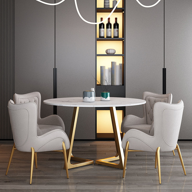 Glam 1/2/5 Pieces Dining Set Round Stone Dining Table for Dining Room