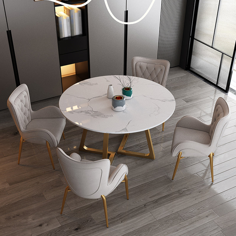 Glam 1/2/5 Pieces Dining Set Round Stone Dining Table for Dining Room